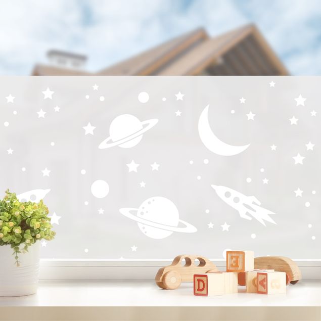 Decoración habitación infantil Rocket Ship, Planets And Stars