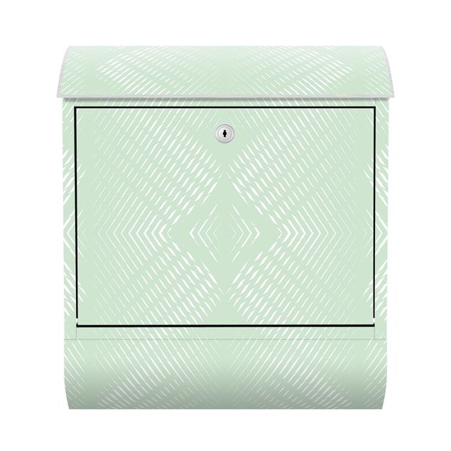 Buzón verde Rhombic Pattern With Stripes In Mint Colour