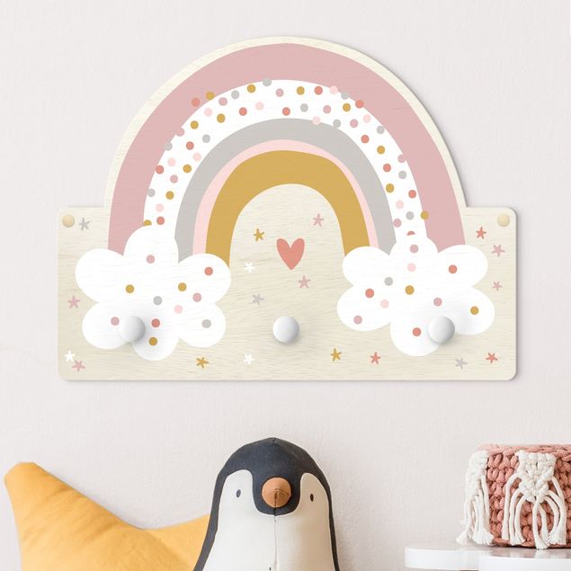 Decoración infantil pared Rainbow With Clouds Pink