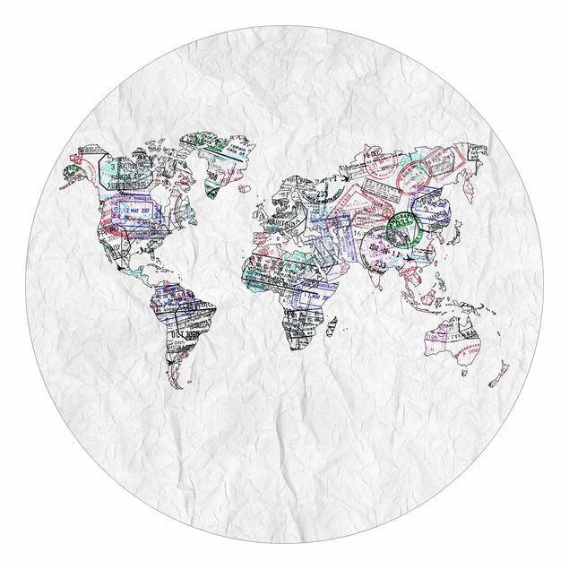 Papel de pared blanco Passport Stamp World Map