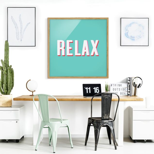 Cuadros con frases Relax Typo On Blue