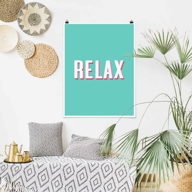 Póster frases Relax Typo On Blue