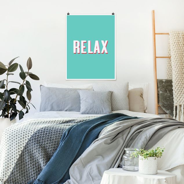 Cuadros frases Relax Typo On Blue