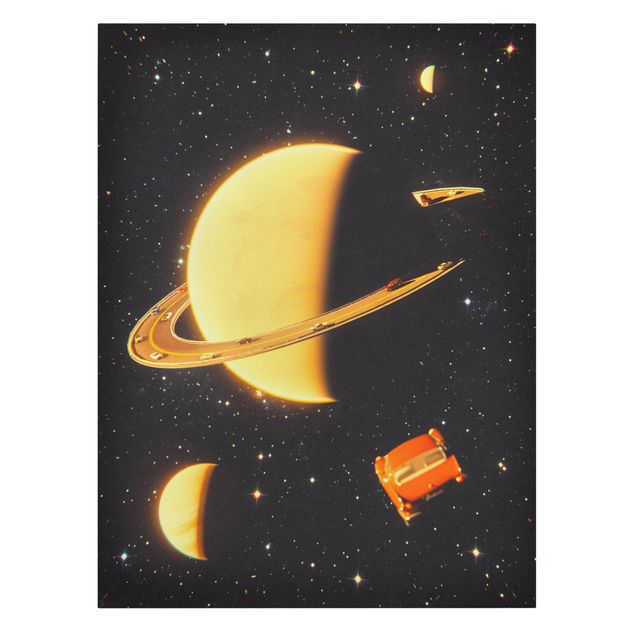 Cuadros negros Retro Collage - The Rings Of Saturn