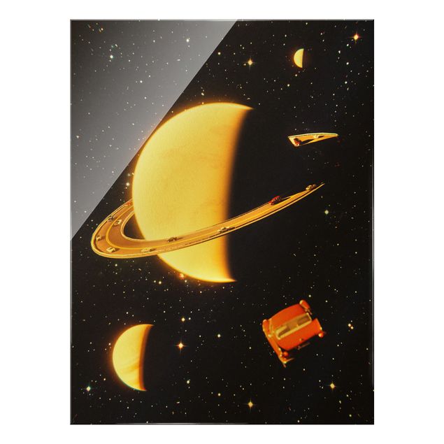 Cuadro negro Retro Collage - The Rings Of Saturn