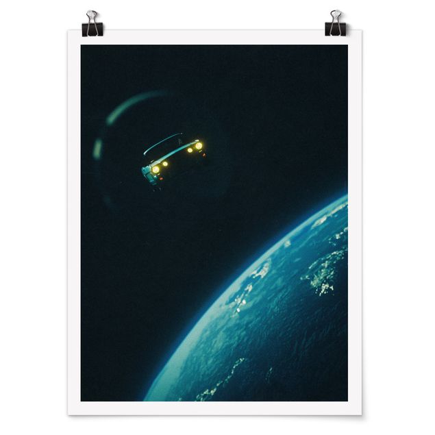 Cuadro negro Retro Collage - Road Trip Through Space