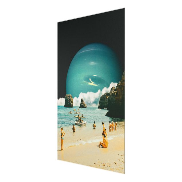 Cuadros de cristal paisajes Retro Collage - Space Beach