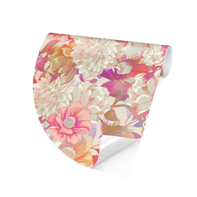 Papel pared flores Pink Blossom Dream With Roses