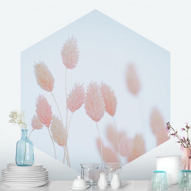 Papel pintado floral Grass Tips In Pale Pink