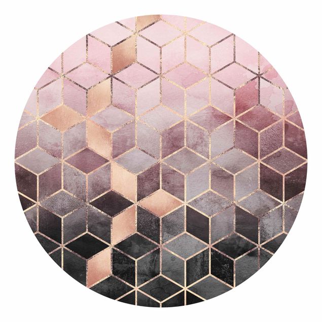 Papel pintado con patrones Pink Grey Golden Geometry