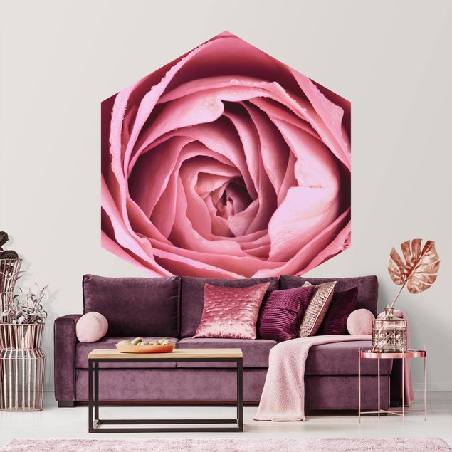 Papel pintado rústico Pink Rose Blossom