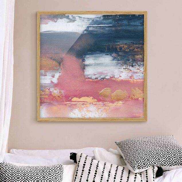 Pósters enmarcados de cuadros famosos Pink Storm With Gold