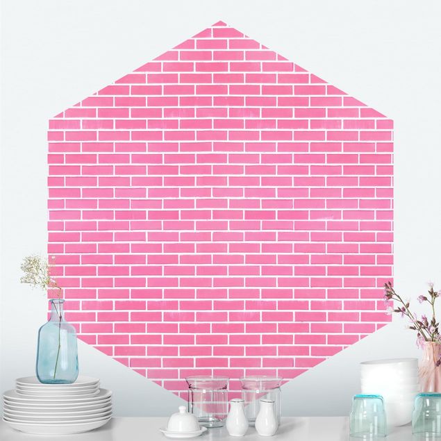 Papel efecto ladrillo Pink Brick Wall