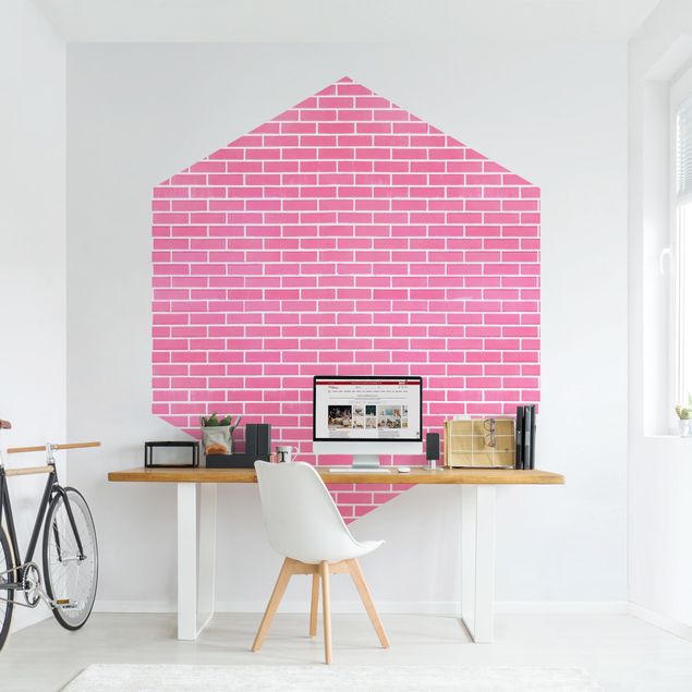 Papel pintado estilo industrial Pink Brick Wall