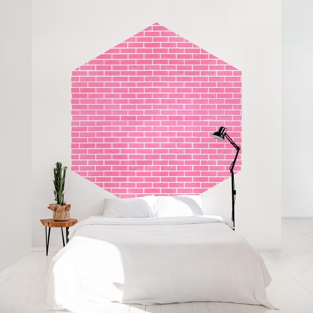 Papel pintado salón moderno Pink Brick Wall
