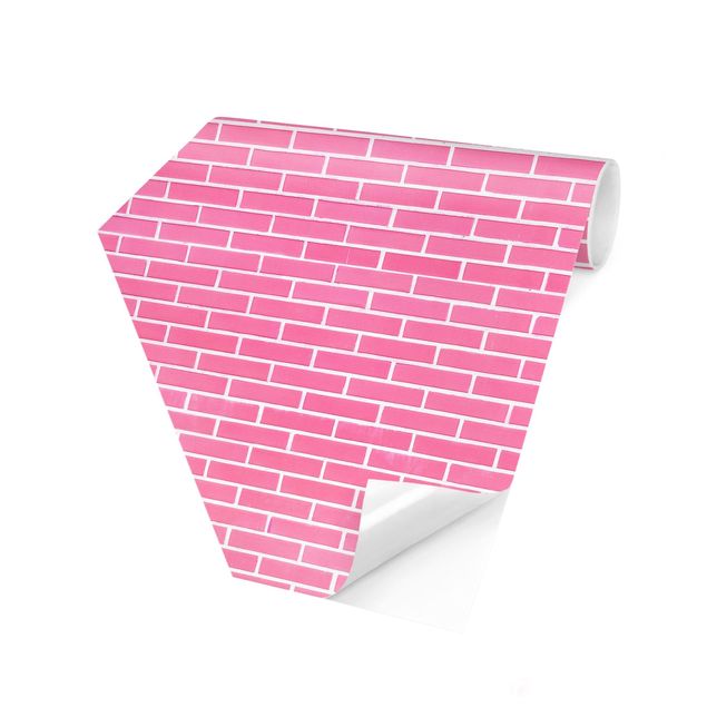 Papel pintado hexagonal Pink Brick Wall