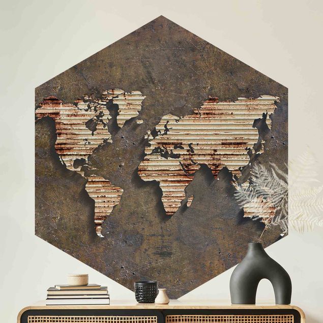 Papel pintado industrial Rust World Map