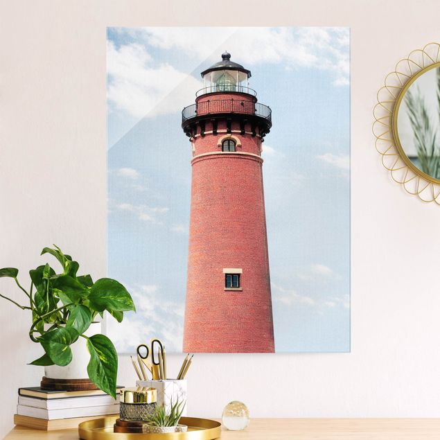 Cuadro con paisajes Red Lighthouse On Sky Blue Backdrop