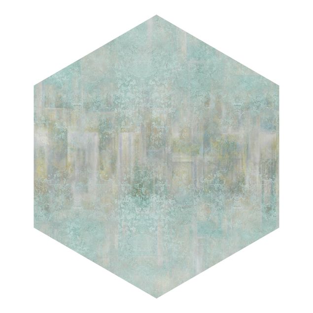 Papel pintado hexagonal - Rustic Concrete Pattern Mint