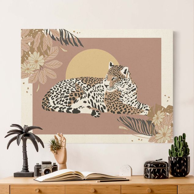 Cuadros en lienzo de flores Safari Animals - Leopard At Sunset