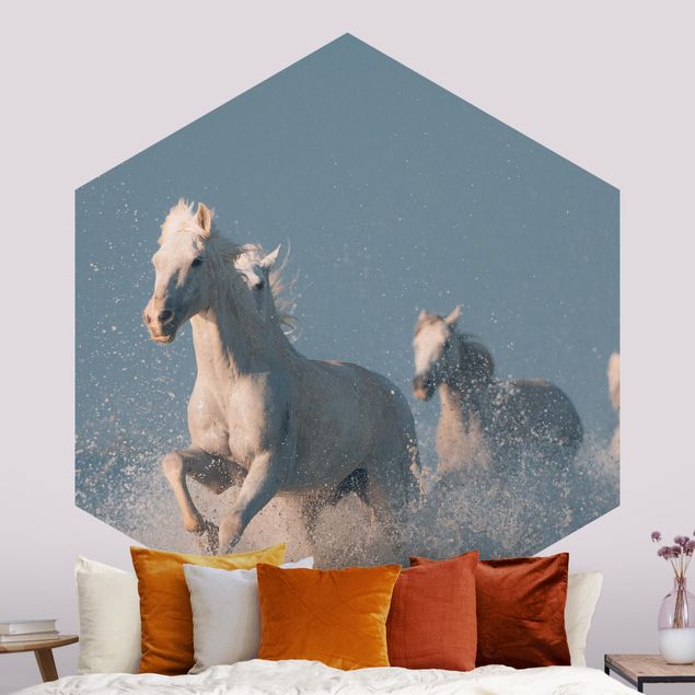 Papel pintado caballos Herd Of White Horses