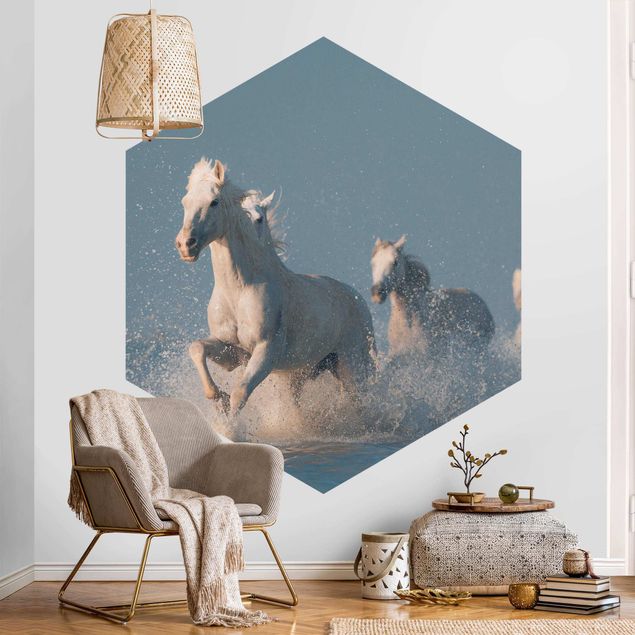 Papel pintado moderno Herd Of White Horses