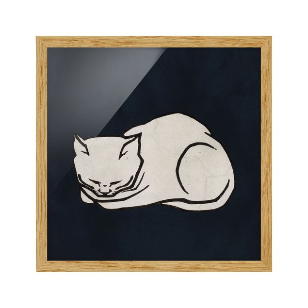 Pósters enmarcados de animales Sleeping Cat Illustration