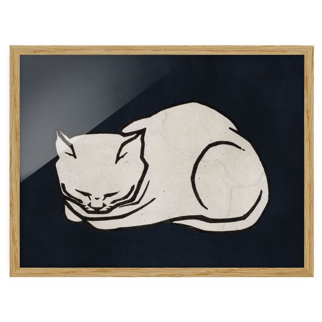 Pósters enmarcados de animales Sleeping Cat Illustration