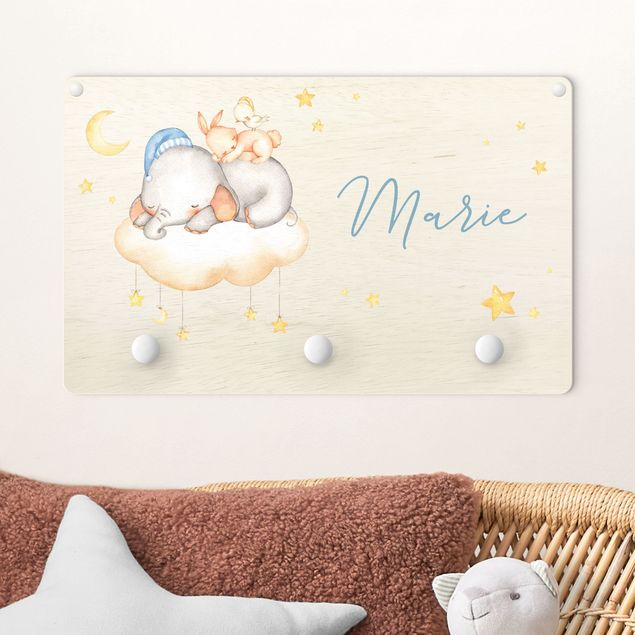 Decoración infantil pared Sleeping Animal Friends At Night With Customised Name