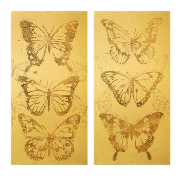Cuadros infantiles animales Compositions Of Butterflies Gold