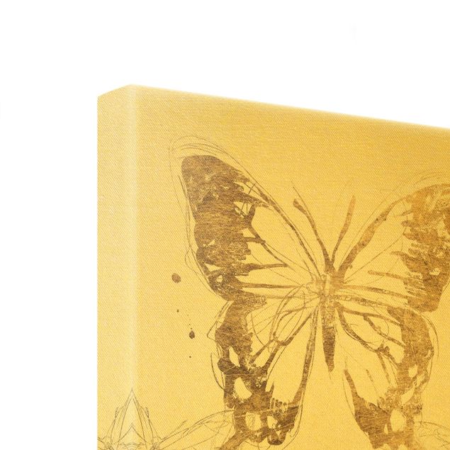 Lienzos decorativos Compositions Of Butterflies Gold