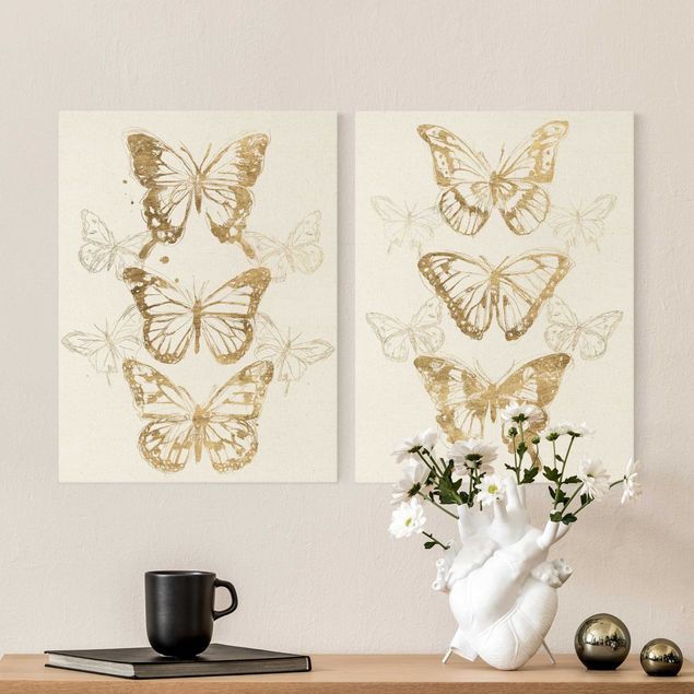 Cuadros modernos Compositions Of Butterflies Gold