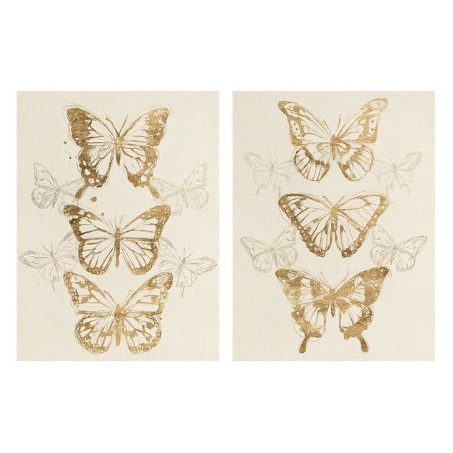 Cuadros de animales Compositions Of Butterflies Gold