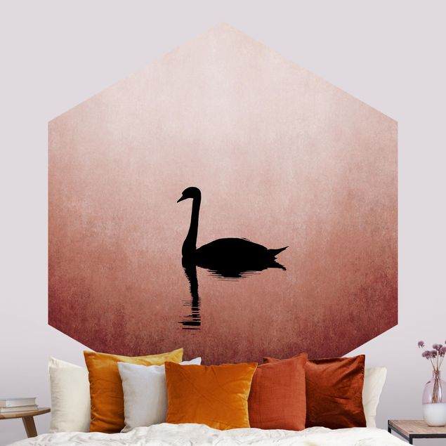 Papel pintado aves Swan In Sunset