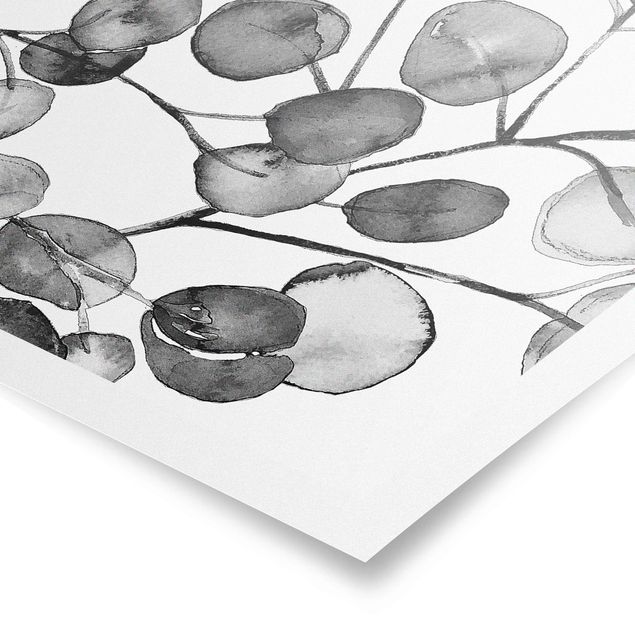Cuadros a blanco y negro Black And White Eucalyptus Twig Watercolour