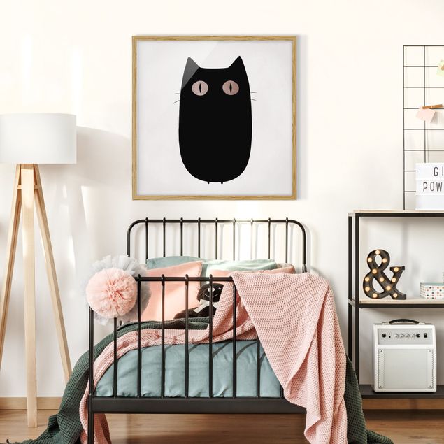 Cuadro con gato Black Cat Illustration