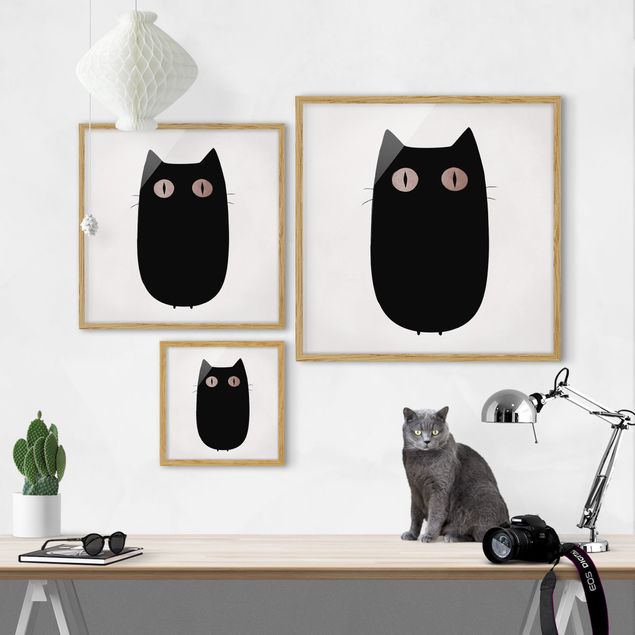 Reproducciónes de cuadros Black Cat Illustration