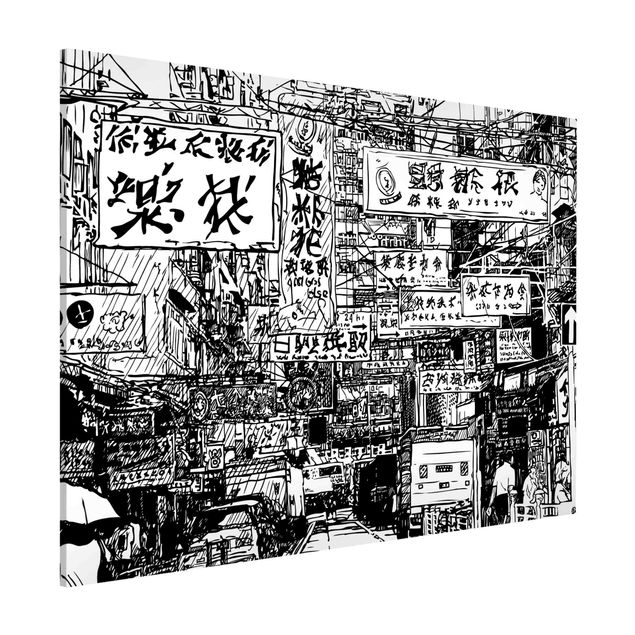 Tableros magnéticos frases Black And White Drawing Asian Street