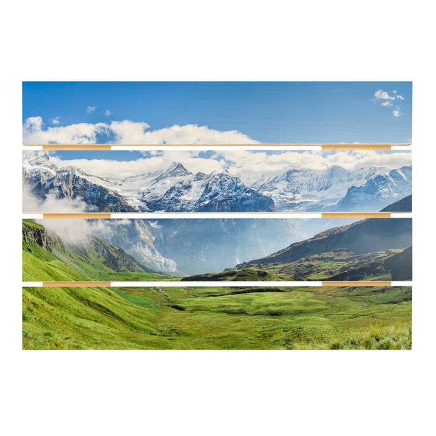cuadros de madera decorativos Swiss Alpine Panorama