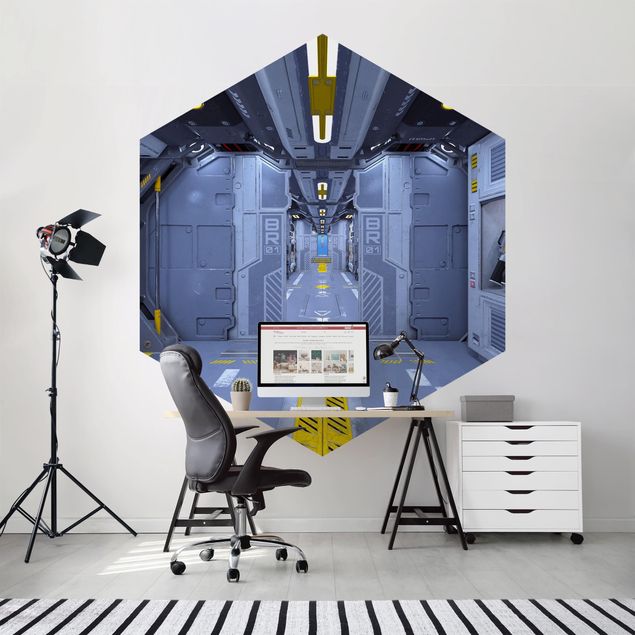 Papel pintado hexagonal Sci-Fi Inside A Spaceship