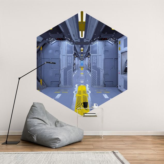 Papel pintado tonos grises Sci-Fi Inside A Spaceship