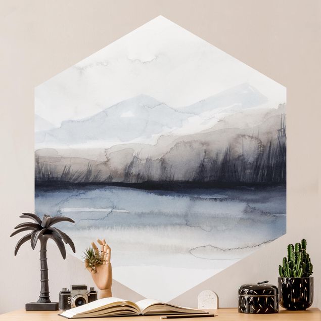 Papel pintado montañas Lakeside With Mountains I