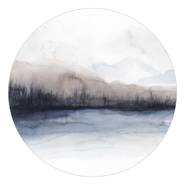 Papel pintado tonos grises Lakeside With Mountains II