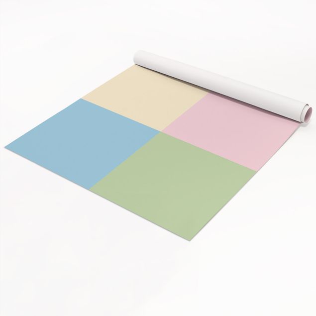 Láminas adhesivas en azul Set of 4 Squares Pastel colours - Cream Rose Pastel Blue Mint