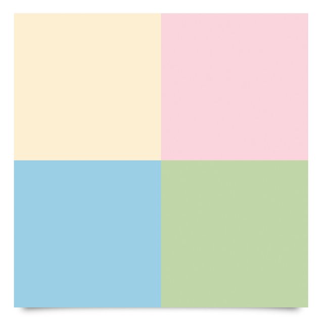 Láminas adhesivas Set of 4 Squares Pastel colours - Cream Rose Pastel Blue Mint