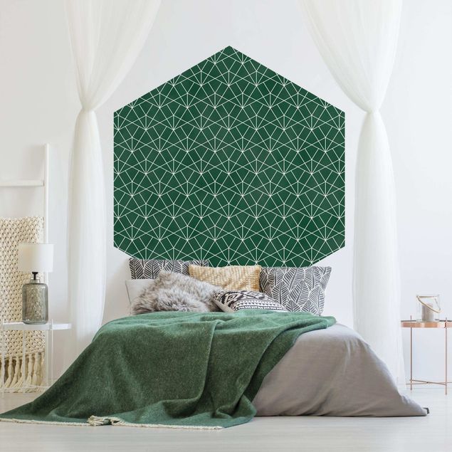 Papel pintado con patrones Emerald Art Deco Line Pattern