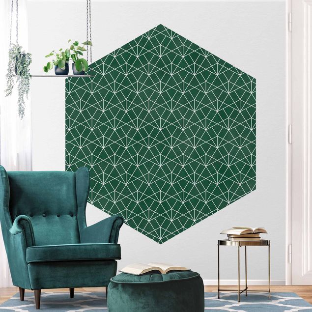 Papel pintado salón moderno Emerald Art Deco Line Pattern