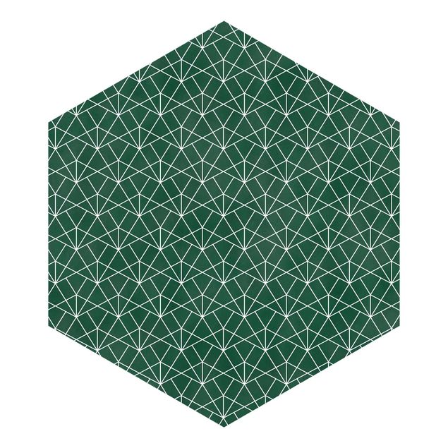 Papel pared gris Emerald Art Deco Line Pattern