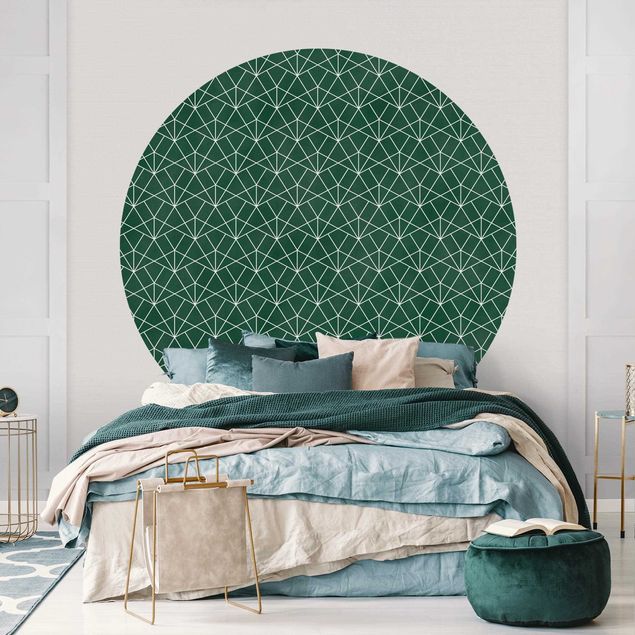 Papel pared geométrico Emerald Art Deco Line Pattern