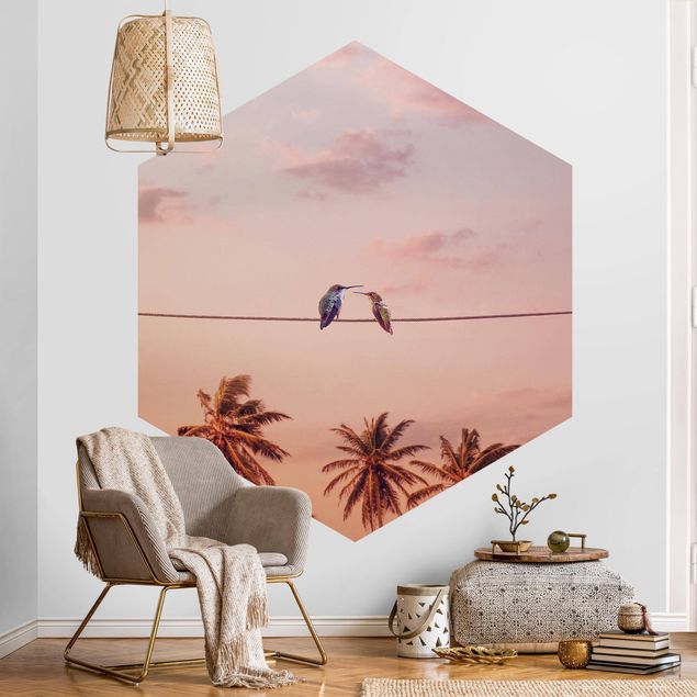 Papel pintado salón moderno Sunset With Hummingbird